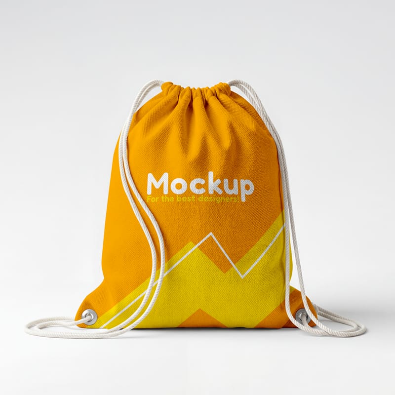 Realistic Fabric Drawstring Bag Mockup PSD