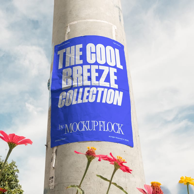 Realistic Glued Street Poster Mockup PSD