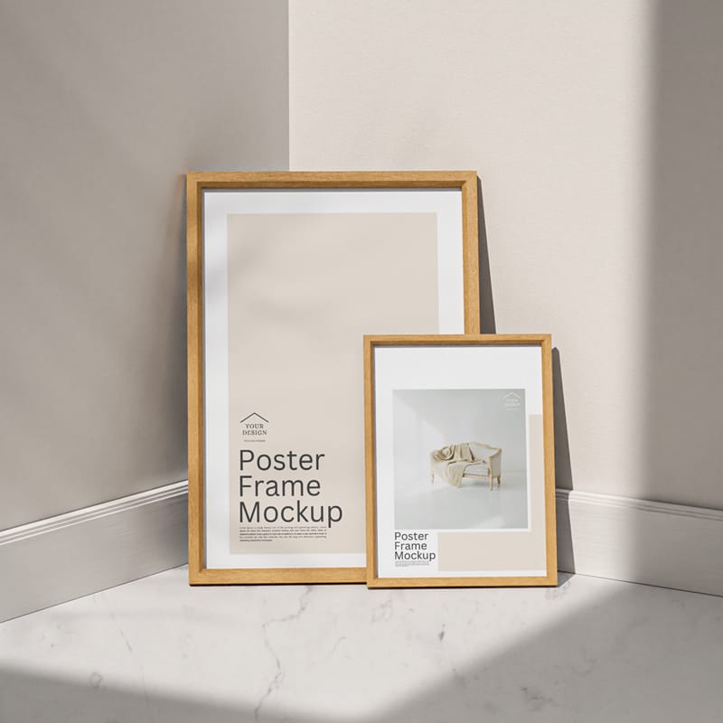 Realistic Poster Frame Mockup PSD