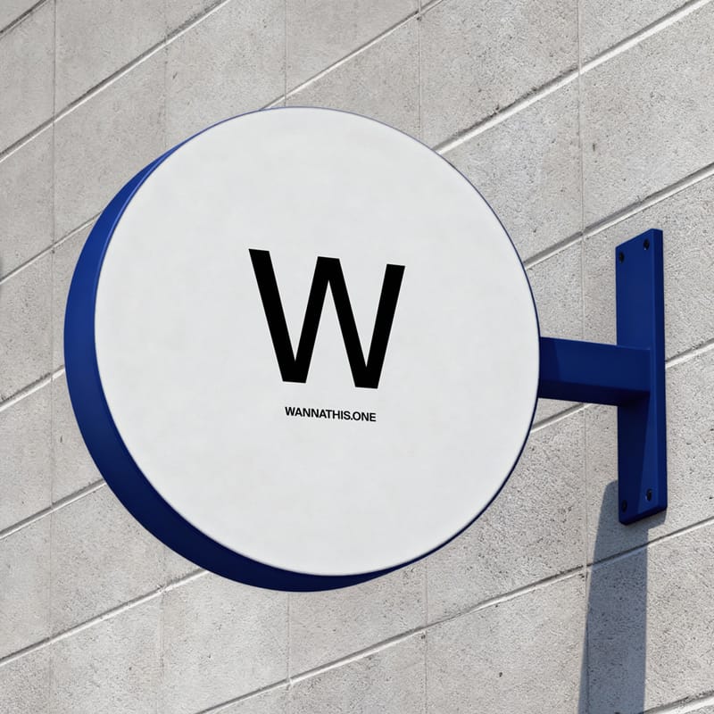 Round Wall Sign Mockup PSD