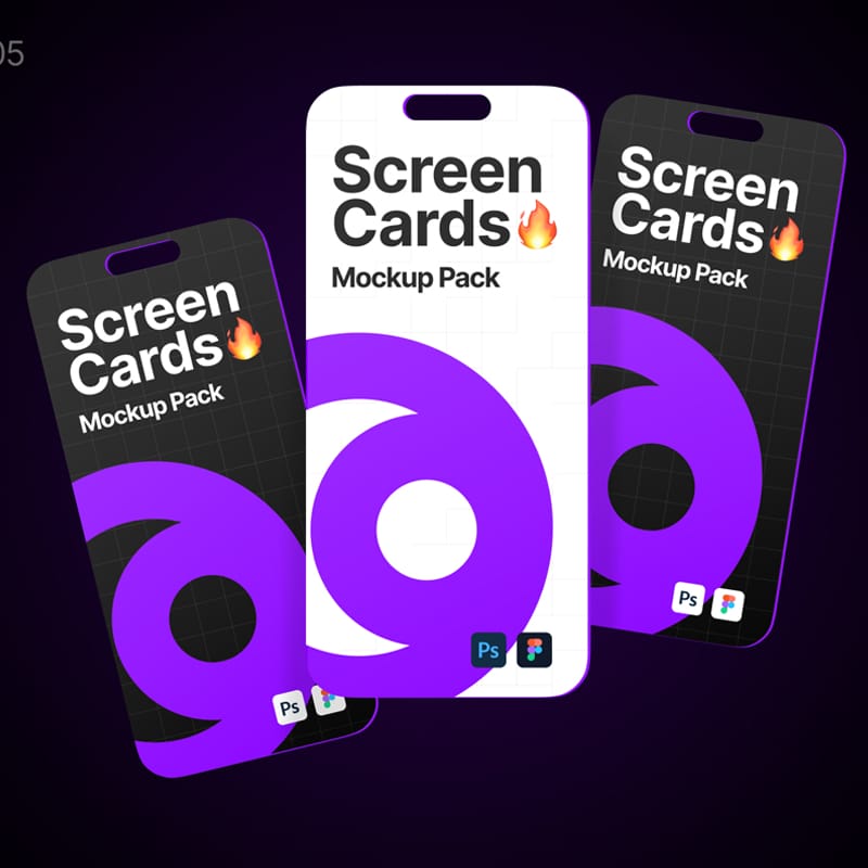 Screen Cards Mockup Set for App Presentation PSD