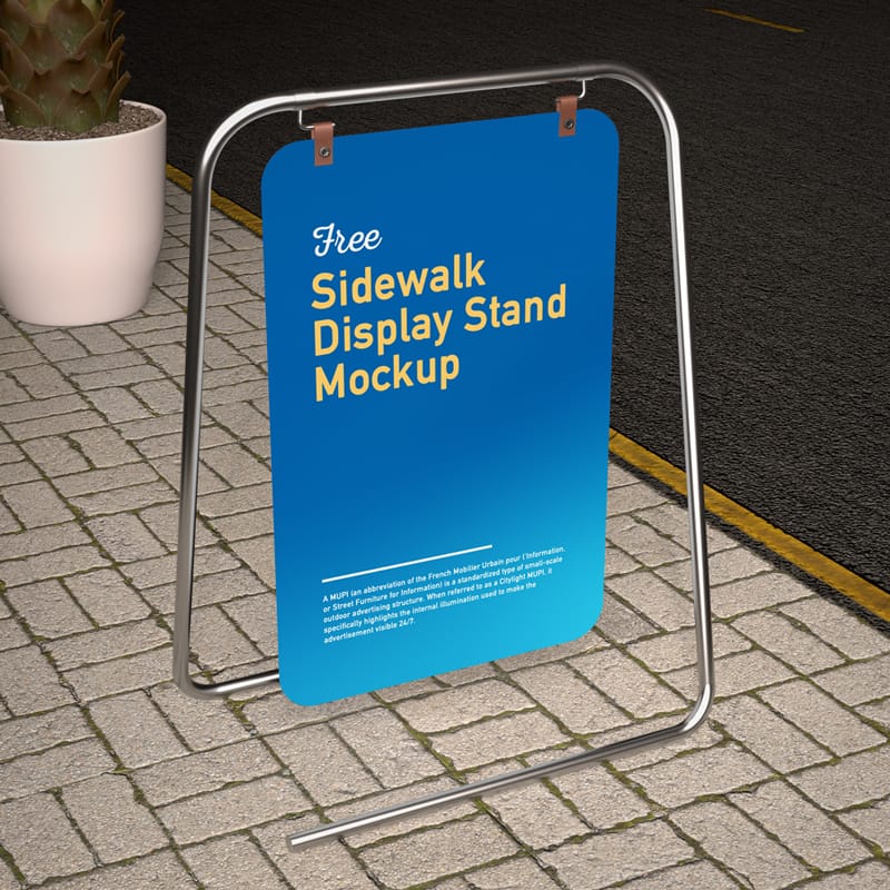 Sidewalk Display Stand Mockup PSD