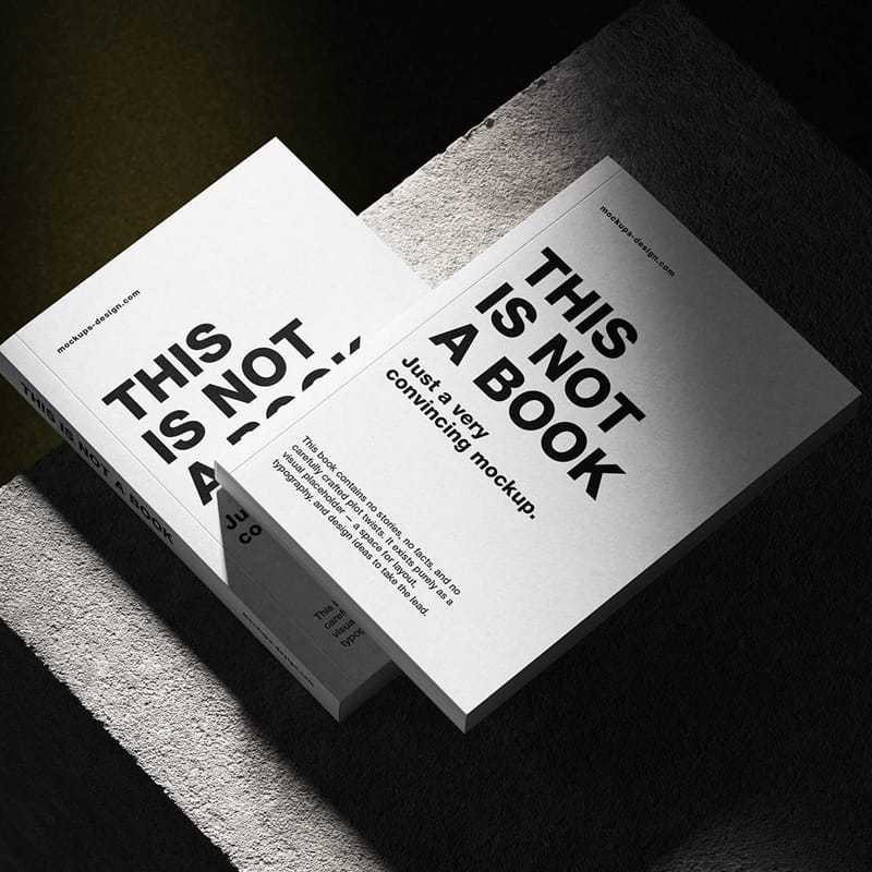 Softcover Book on Concrete Mockup PSD
