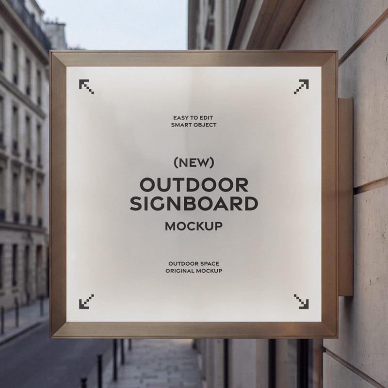 Square Outdoor Sign Mockup PSD