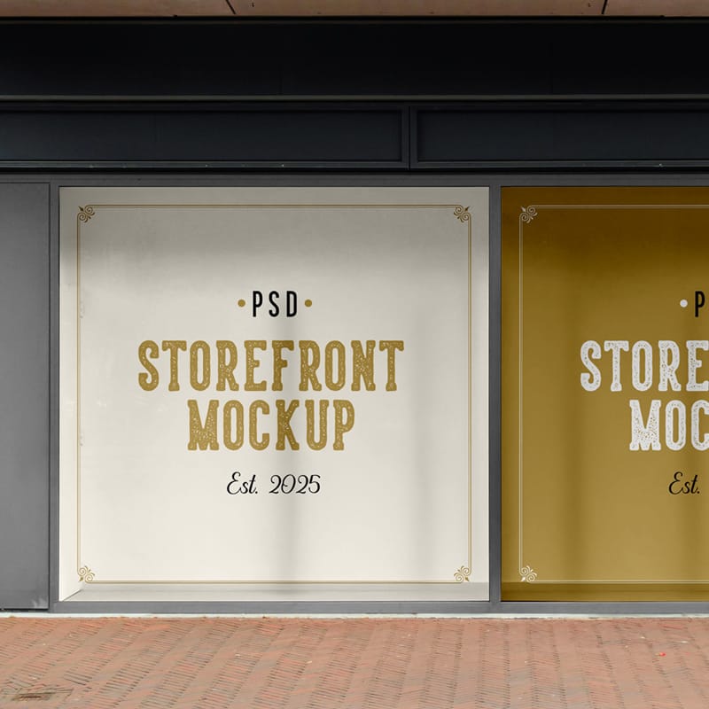 Storefront Window Logo Mockups PSD