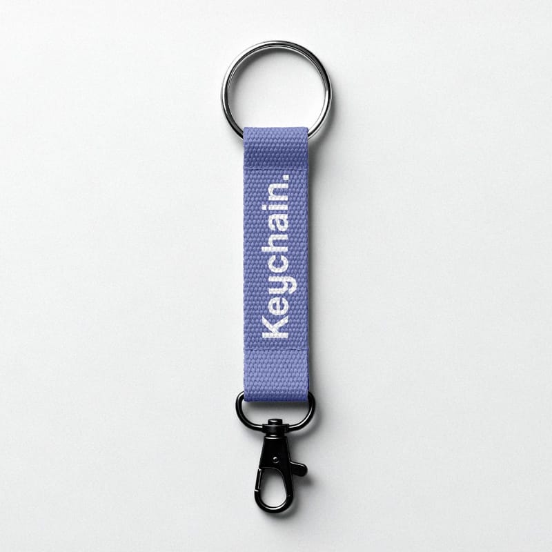 Strap Keychain Mockup with Carabiner PSD