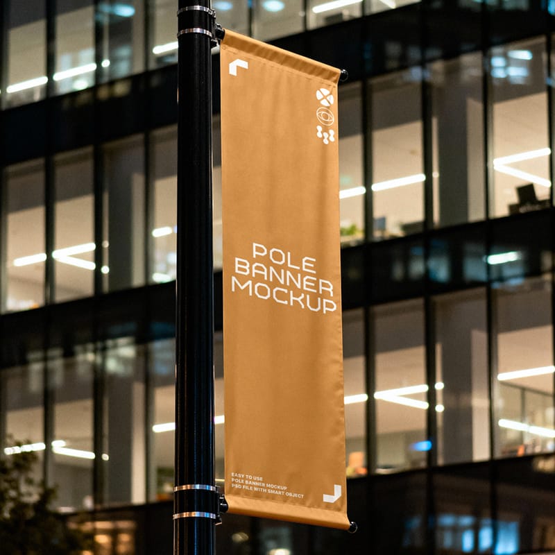 Street Pole Banner Mockup PSD