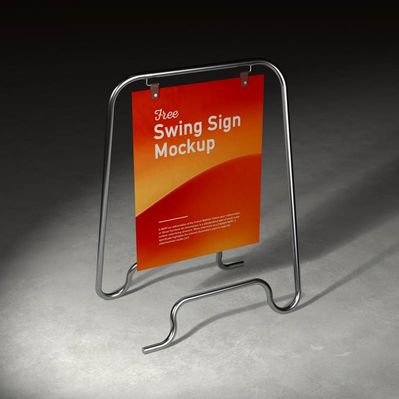 Swing Board A-Frame Sidewalk Sign Mockup Set PSD