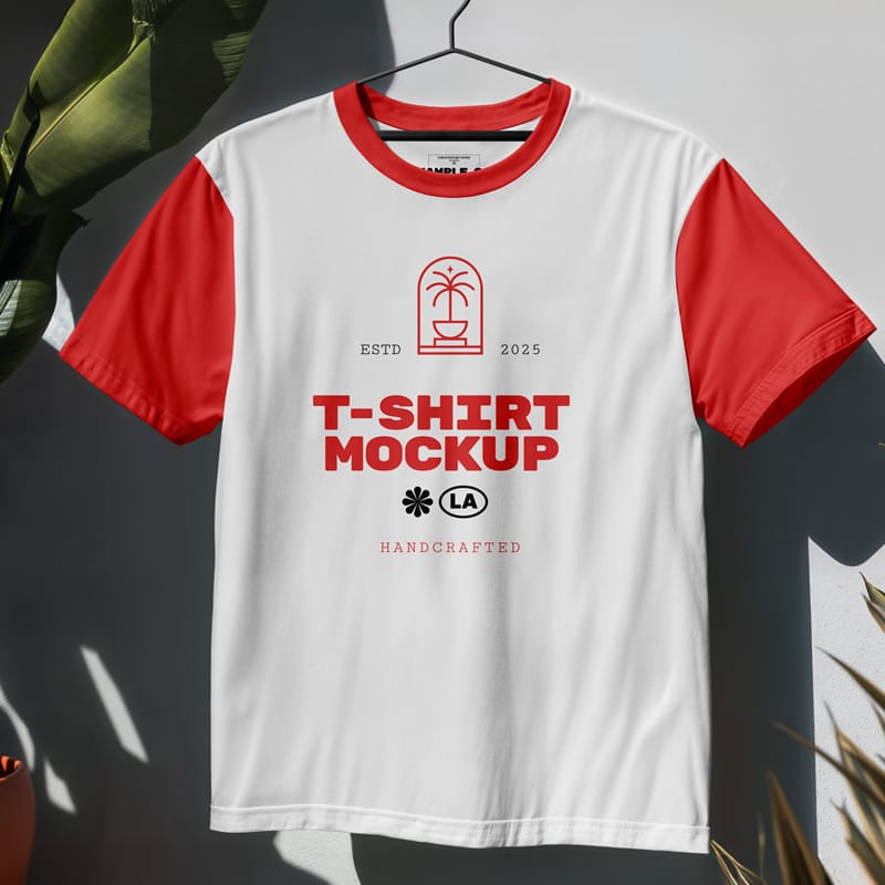 T-Shirt Hanging on Hanger Mockup PSD