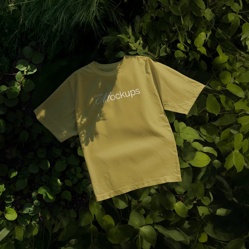 T-shirt Mockup on the Bushes PSD