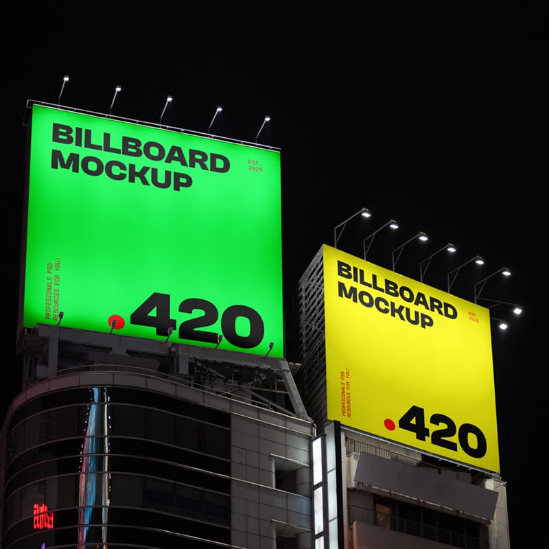 Two Big Billboards Mockup PSD