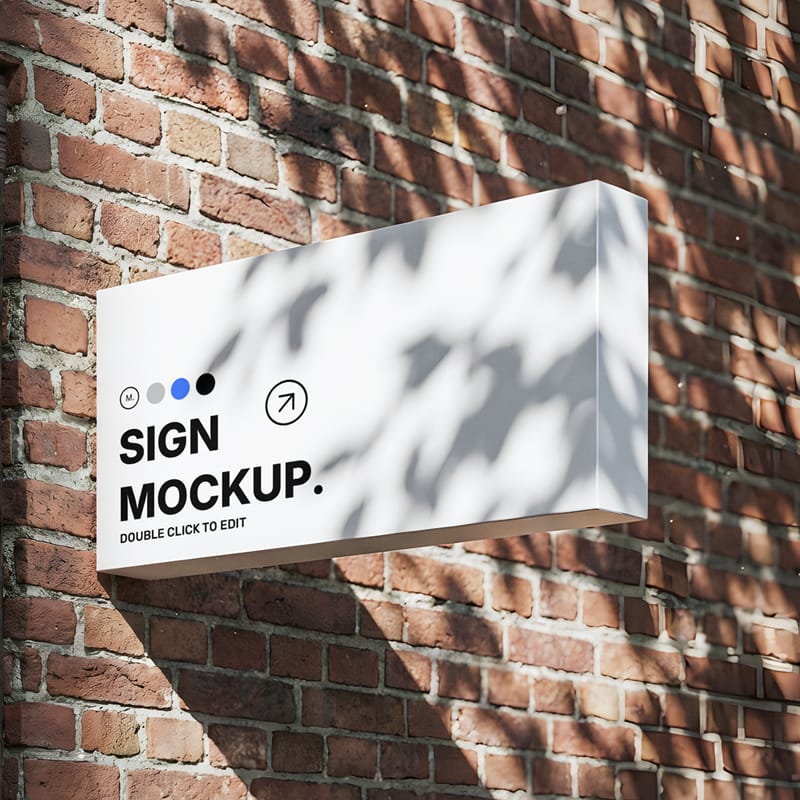 Wall Mounted Sign Mockup on Brick PSD
