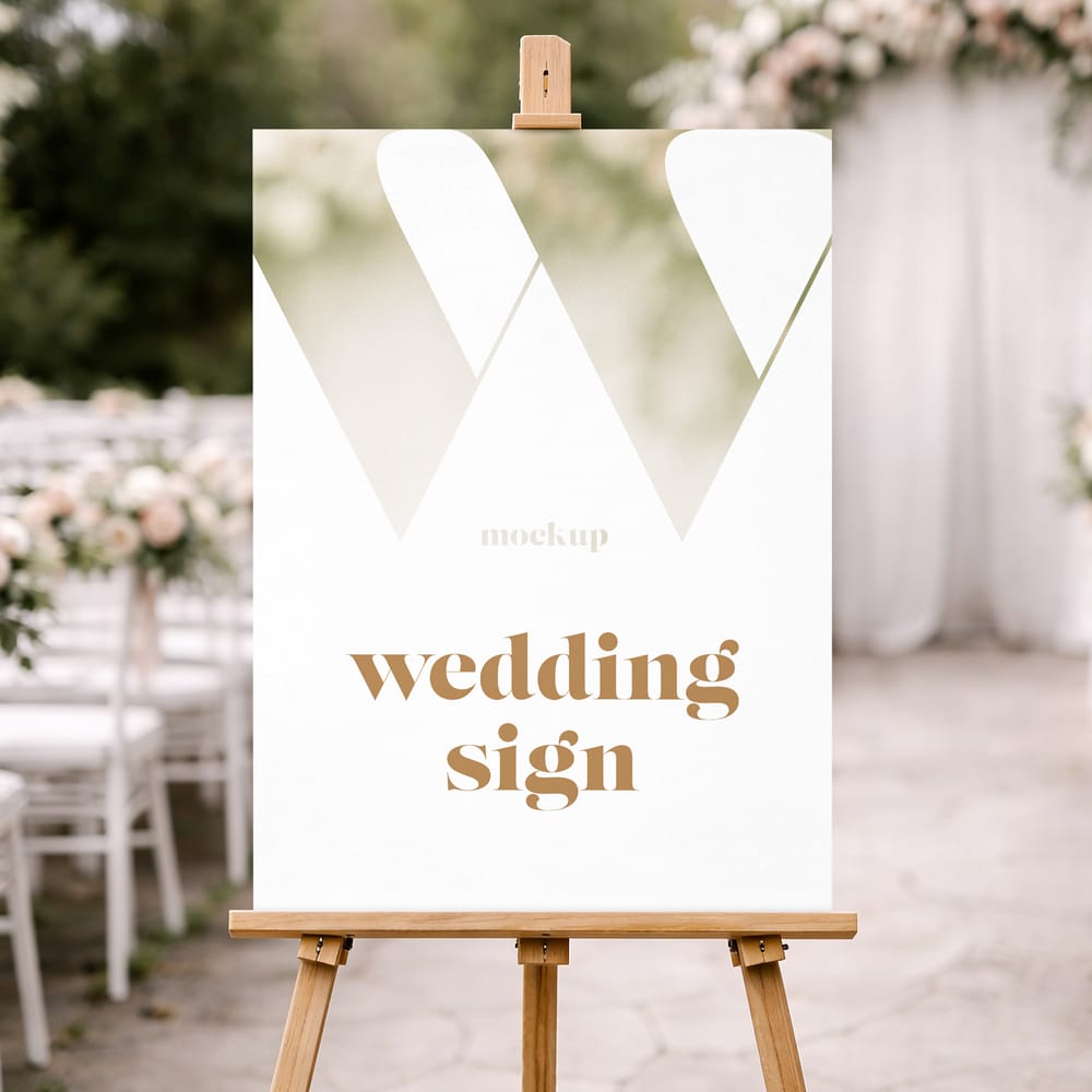 Wedding Welcome Sign Mockup PSD
