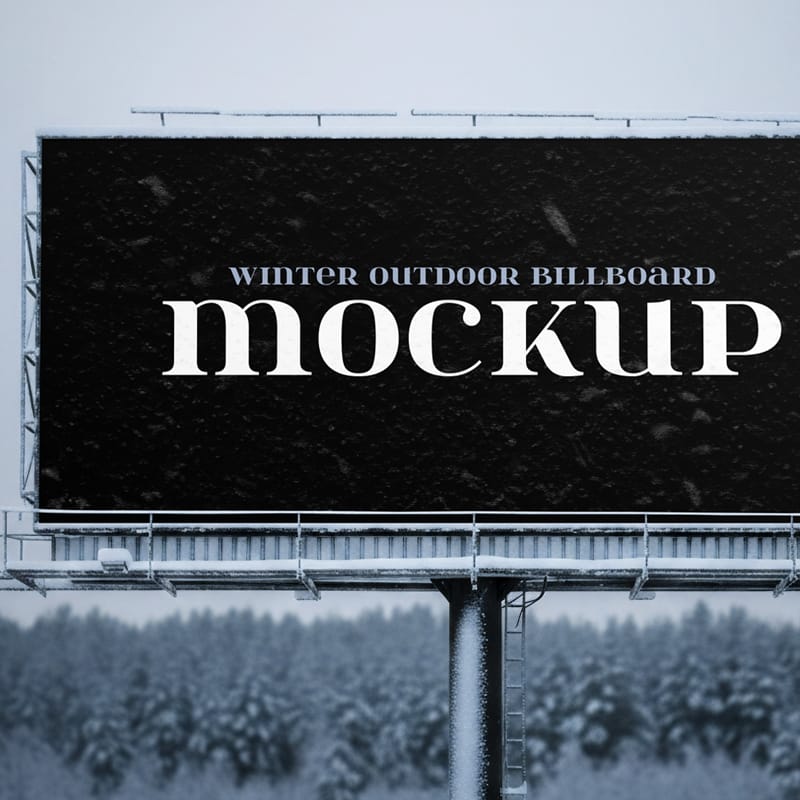 Winter Outdoor Billboard Mockup Template PSD