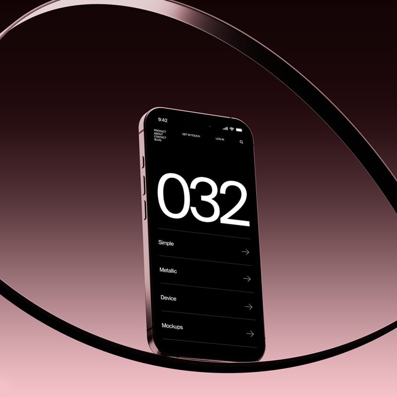 iPhone Mockup in Metallic Ring Frame PSD