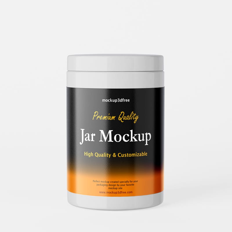 3D Tall White Jar Mockup PSD