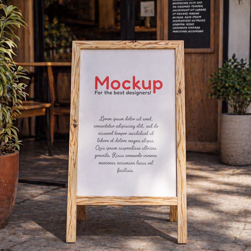 A-frame Sidewalk Sign Mockup PSD