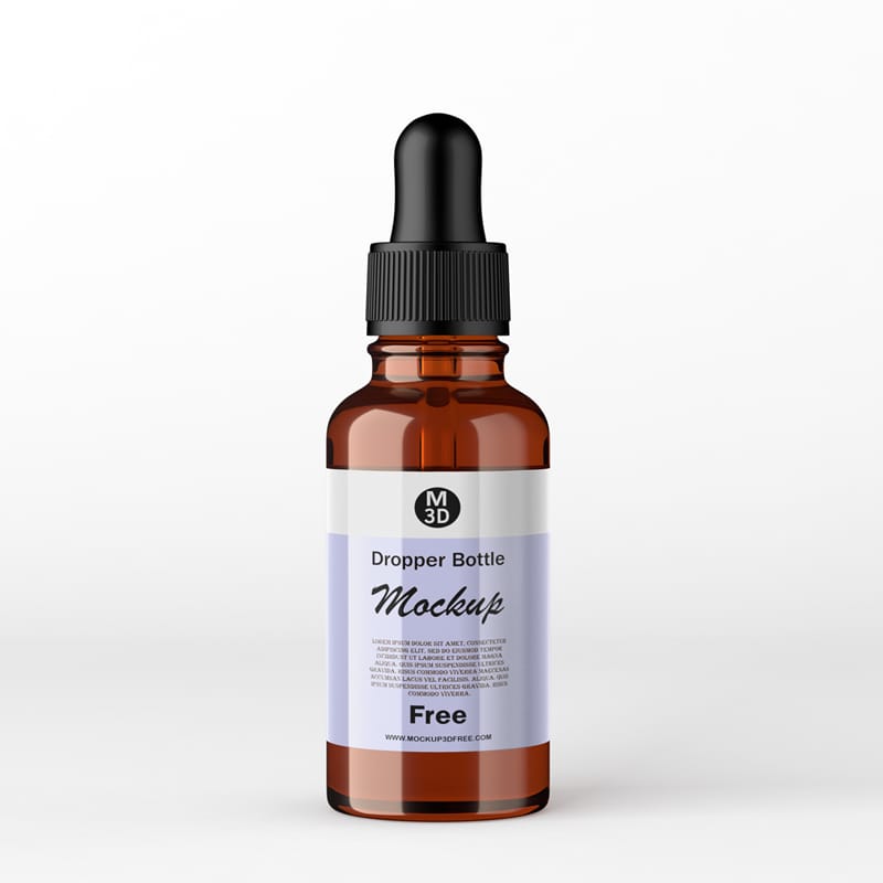 Amber Glass Dropper Bottle 3D Mockup PSD
