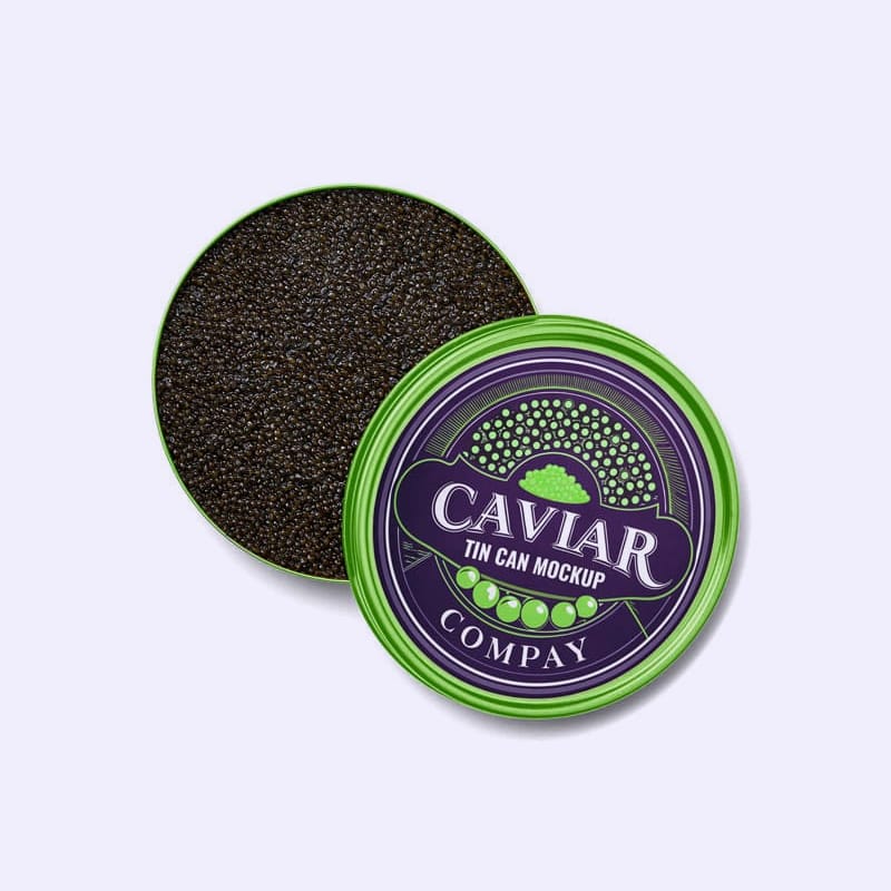 Black Caviar Mockup In Tin Can Mockup PSD