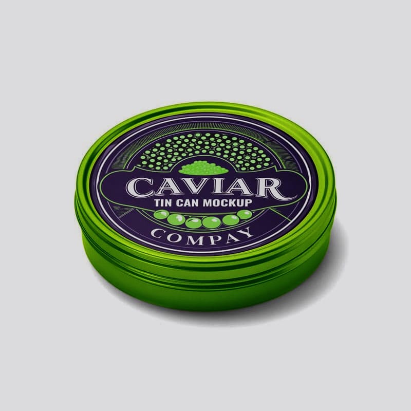 Black Caviar Tin Can Mockup PSD
