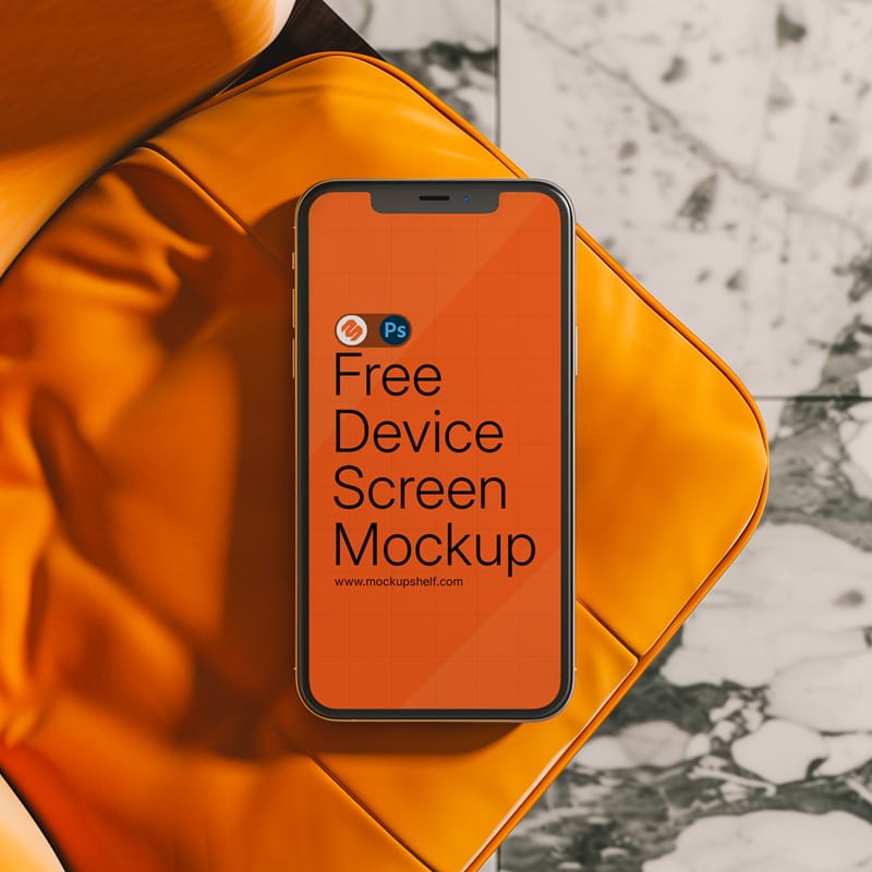 Bold Orange Leather iPhone Mockup PSD