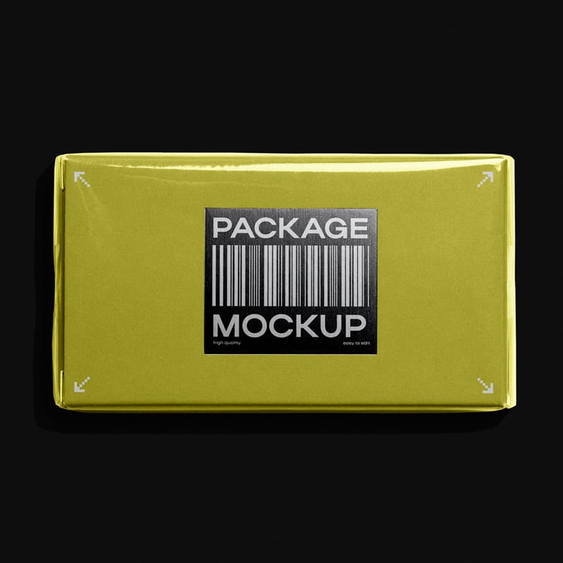 Cardboard Package Mockup with Front Label PSD