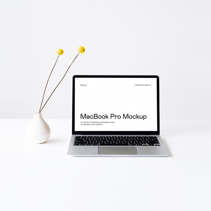 Clean White Workspace MacBook Pro Mockup PSD