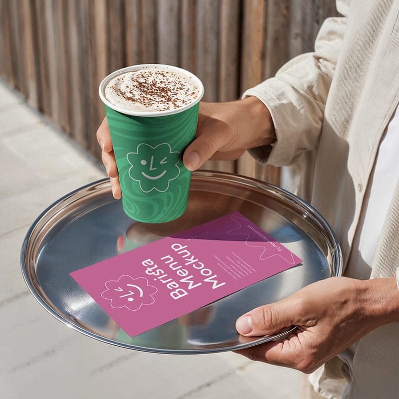 Coffee Cup and Menu Mockup PSD