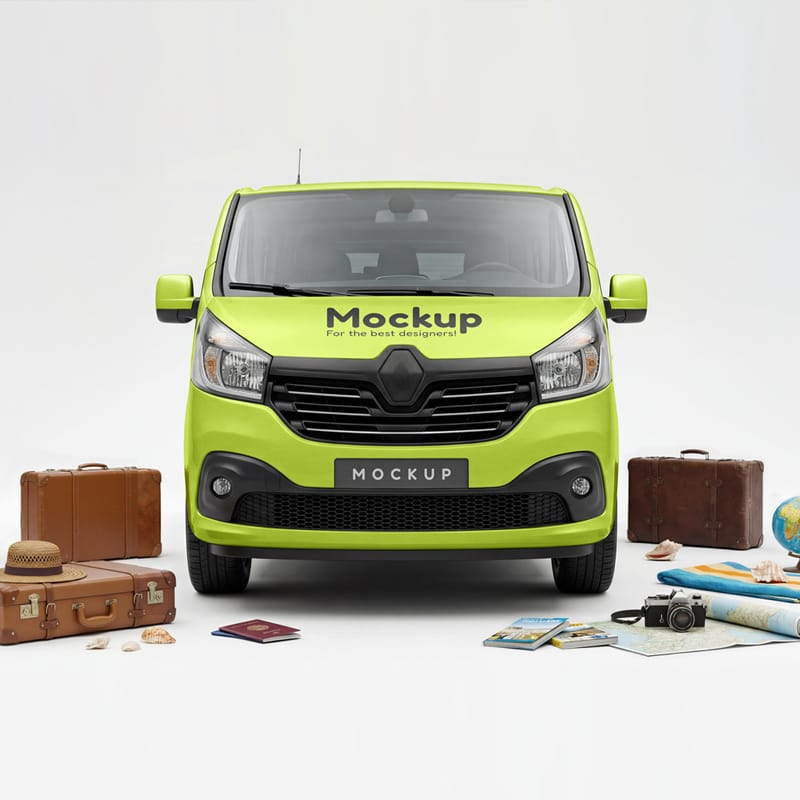 Commercial Cargo Van Branding Mockup PSD