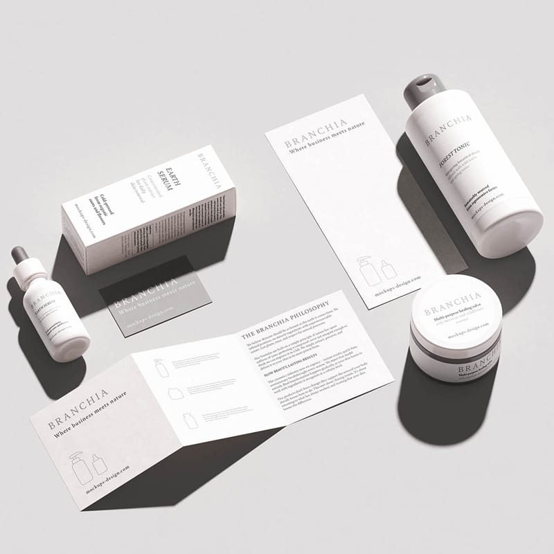 Cosmetic Brand Identity Scene Mockup PSD