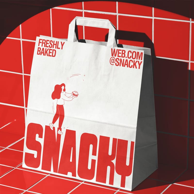 Custom Fast Food Takeaway Paper Bag Branding Mockup PSD