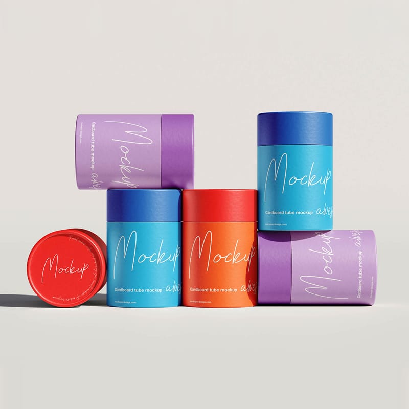 Cylindrical Cardboard Tube Mockup PSD