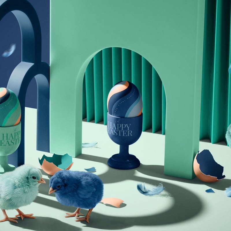 Easter Eggs and Chicks Modern Scene Mockup PSD
