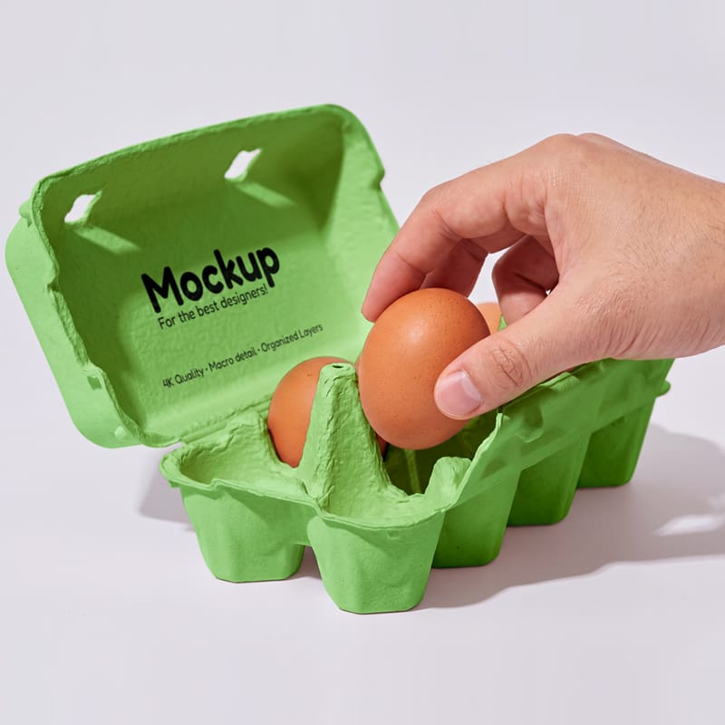Egg Carton Mockup Template PSD