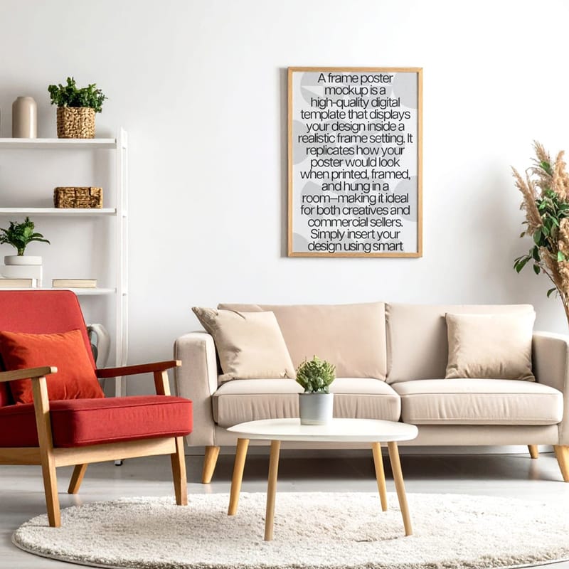 Elegant Modern Living Space Frame Mockup PSD