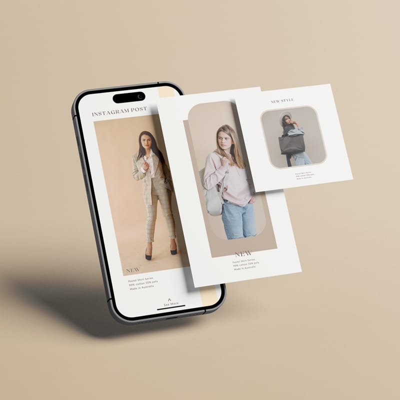 Floating iPhone Instagram Post Mockup PSD