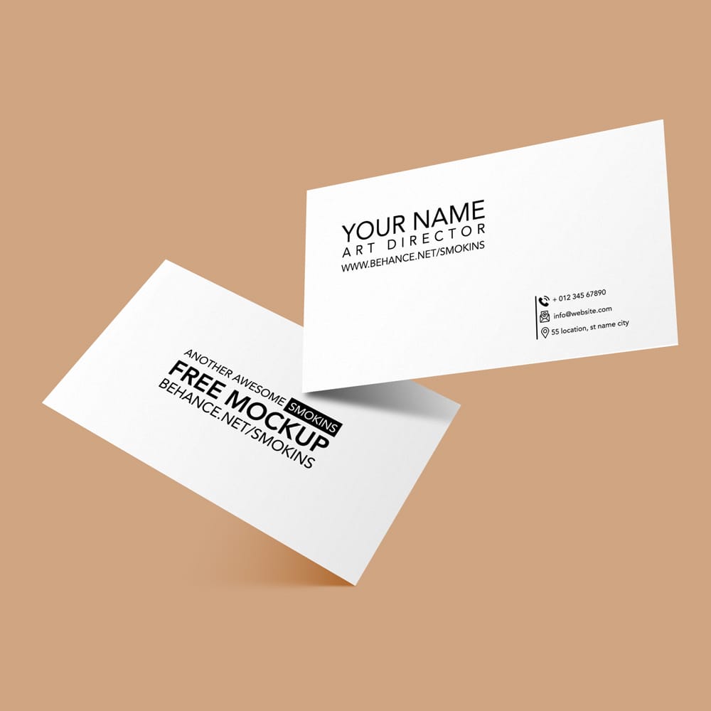 Free 2 Business Cards Mockup PSD