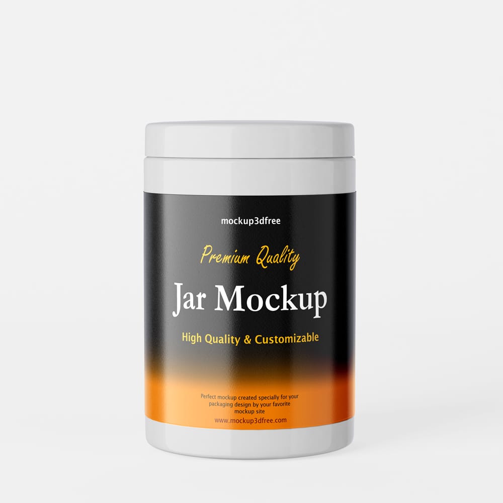 Free 3D Tall White Jar Mockup PSD
