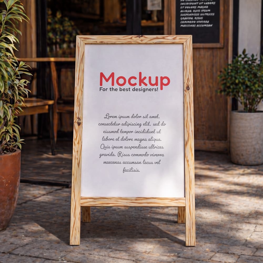 Free A-frame Sidewalk Sign Mockup PSD