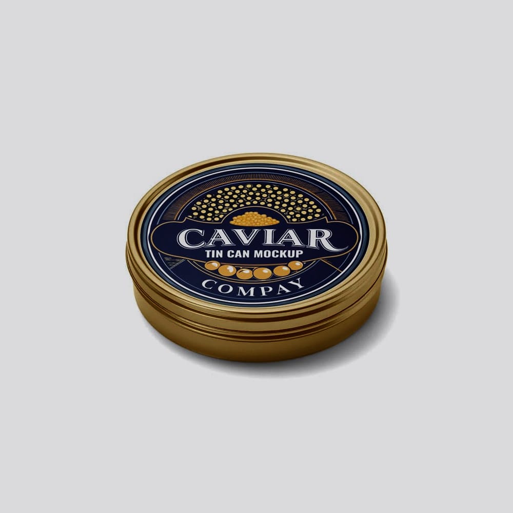 Free Black Caviar Tin Can Mockup PSD