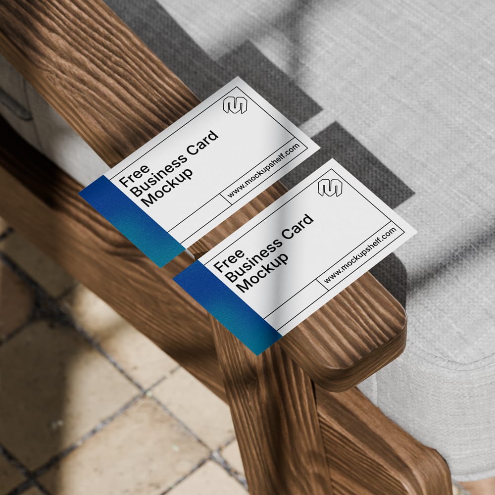 Free Business Card Mockup on Chair PSD