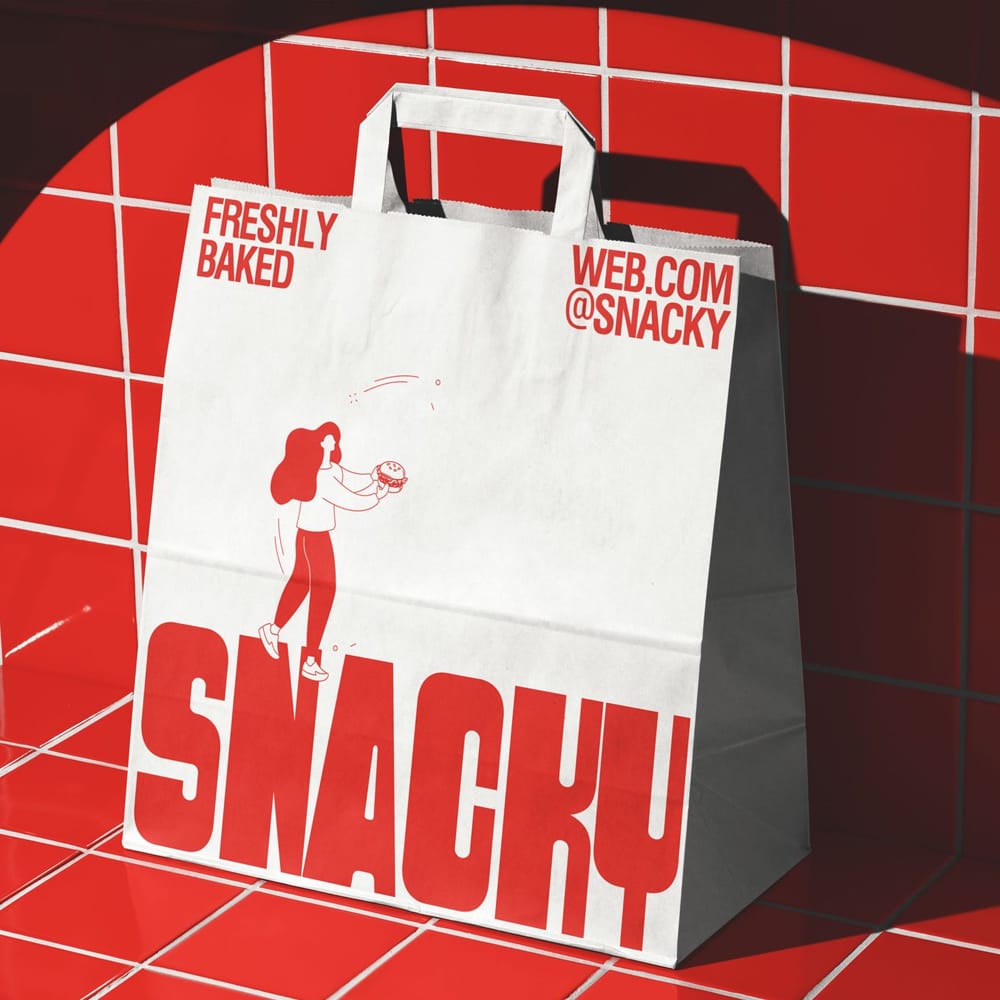 Free Custom Fast Food Takeaway Paper Bag Branding Mockup PSD