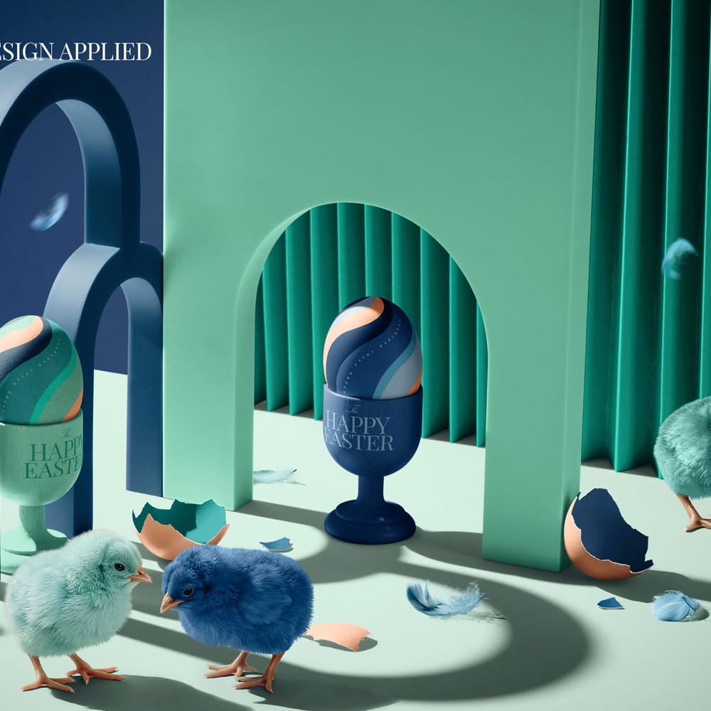 Free Easter Eggs and Chicks Modern Scene Mockup PSD