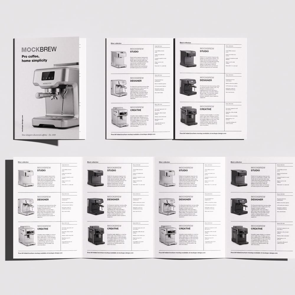 Free Extended A4 Folded Brochure Mockup PSD