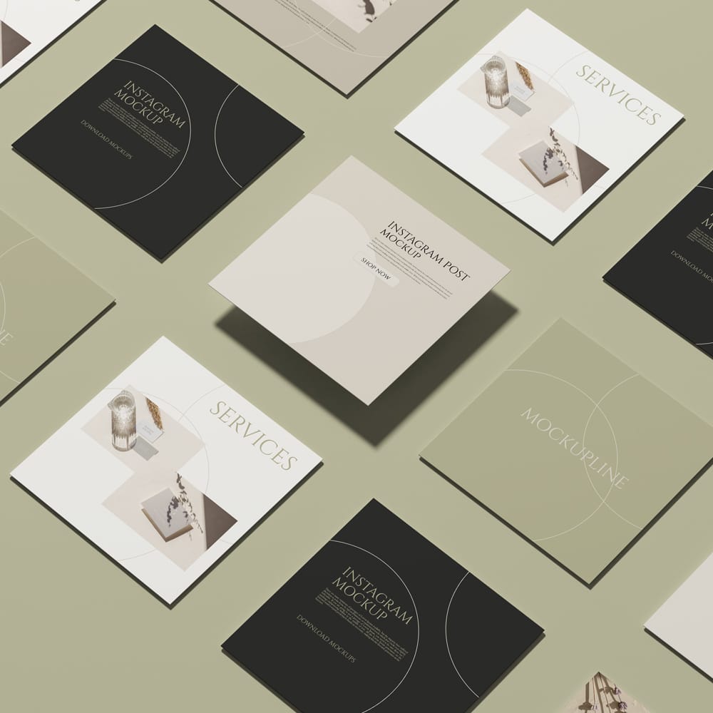 Free Isometric Instagram Square Post Mockup PSD