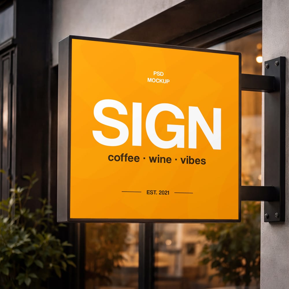 Free Light Sign Mockup PSD