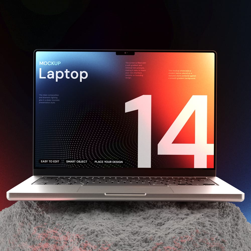 Free MacBook 14 Inch Mockup PSD