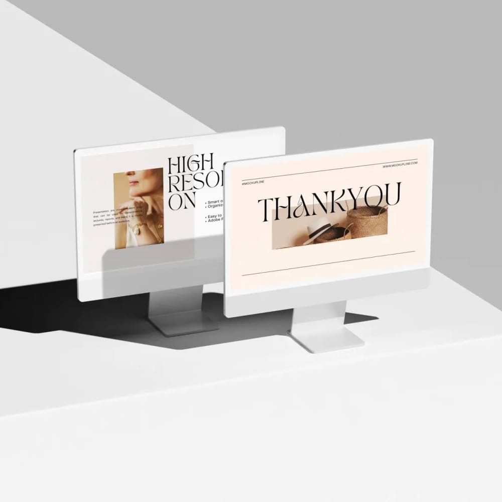 Free Minimalist Dual iMac Mockup PSD