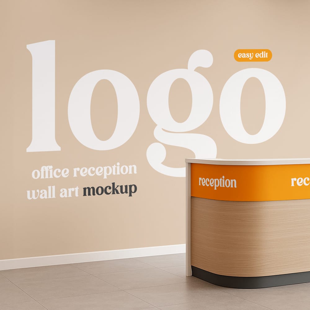 Free Office Reception Wall Art Mockup Template PSD