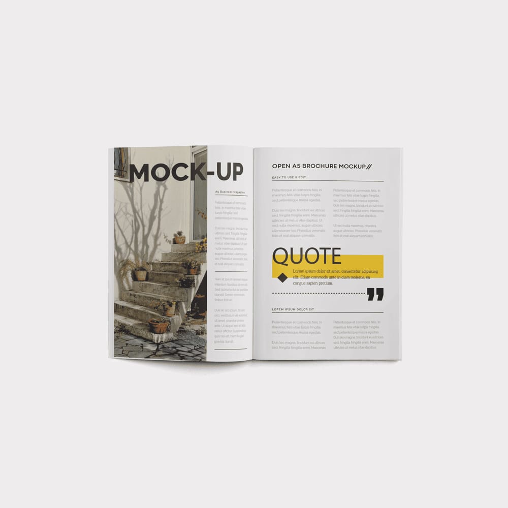 Free Open A5 Brochure Mockup PSD